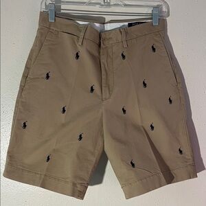 Polo by Ralph Lauren Tan Shorts with Embroidered Motif Mens Size 30